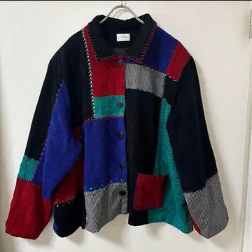마카오제 멀티 컬러 패치워크 자켓 화려한 미국 수입 구제 의류