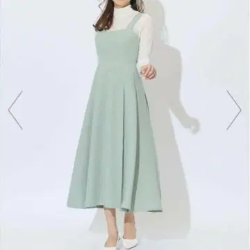 swingle 이소재 라메 트위드 오버롤 스커트 민트