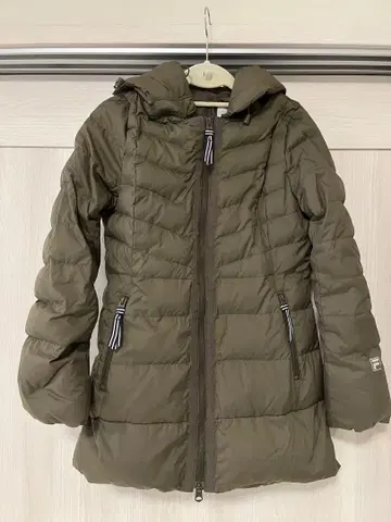 휠라 다운 코트 카키 S 사이즈