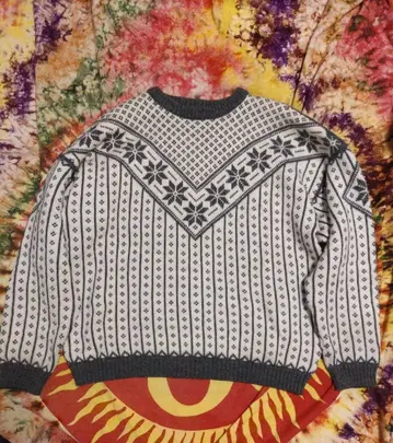 VOSS 노르딕 무늬 울 스웨터 XXL