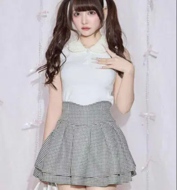 미셸 마카롱 슬림 레그 스커트 하운드투스 체크 패턴 S