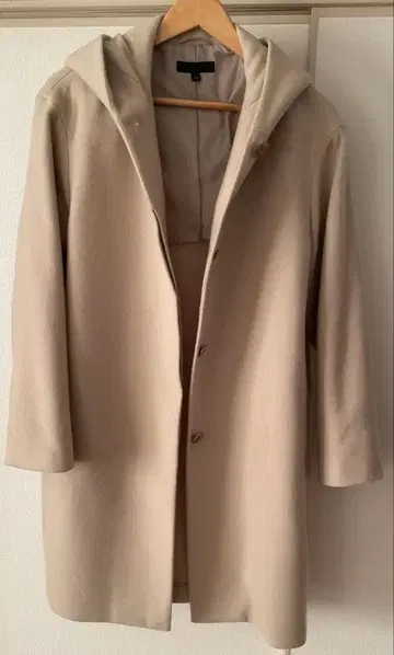 UNIQLO 여성용 베이지 후드 부착 코트 L 사이즈