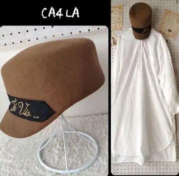 CA4LA 카시라 브라운 울 헌팅 캡 Je Vis 자수