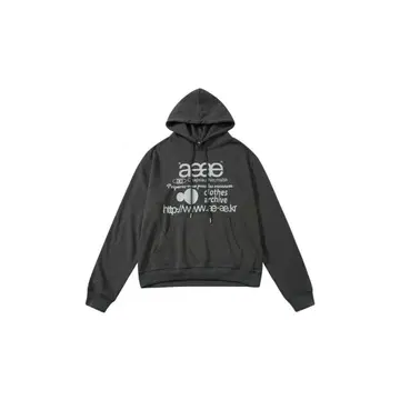Aeae 그래픽 프린트 후드 부착 후드티 다크 그레이