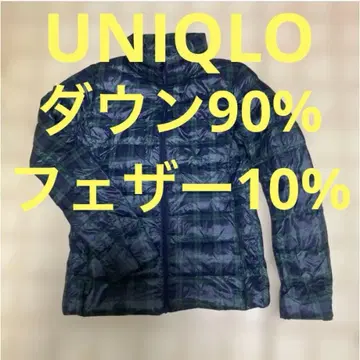 UNIQLO 네이비 그린 체크 라이트 다운 자켓