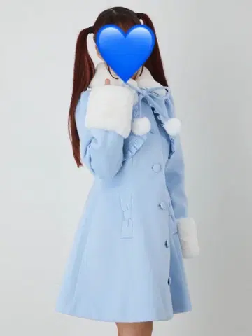 앙크루즈 볼레로풍 퍼 장식 코트 스카이블루