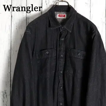 US 구제 의류 Wrangler 랭글러 보아 안감 블랙 데님 셔츠 자켓