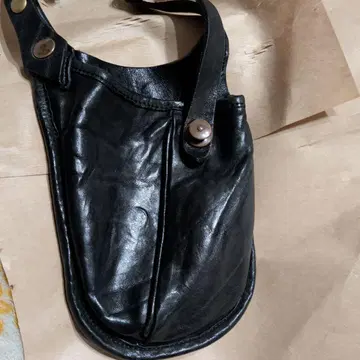새상품급 이삼 카타야마 백러쉬 웨스트 파우치 탄닌 제품 염색 블랙