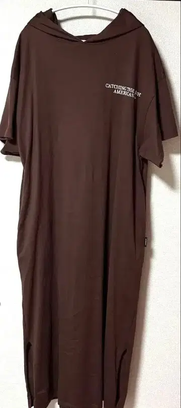 아메리칸 이글 후드 부착 롱 원피스 브라운