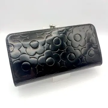 SALE 마리콴트 장지갑 이단 에나멜 가죽 블랙