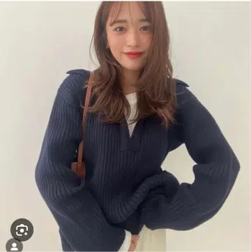 MACPHEE 네이비 리브 니트