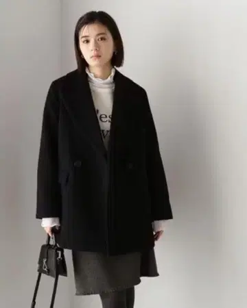 NATURAL BEAUTY BASIC 더블 브레스트 하프 코트