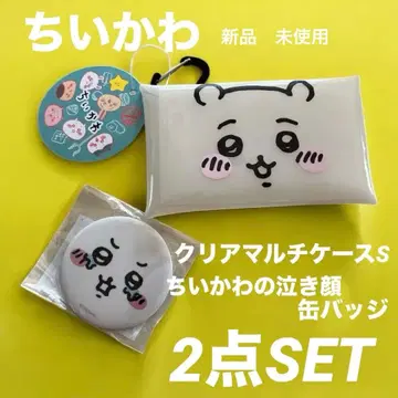 치이카와 클리어 멀티 케이스 S와 치이카와의 울상 캔뱃지 2점 세트
