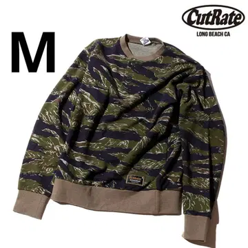 CutRate 카모 패턴 크루넥 맨투맨 타이거 카모 무늬 맨투맨