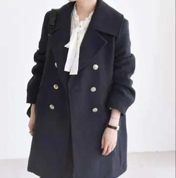 10583 quaranciel 멜톤 빅 칼라 P 코트 네이비