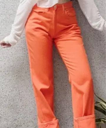 빅 존 청바지 일본제 구제 의류 허리 81 무지 면 오렌지