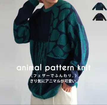 안티카 남성용 애니멀 무늬 자카드 니트