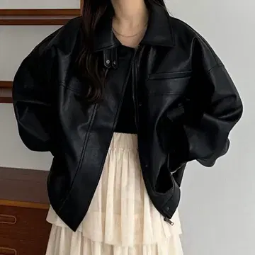 callautia 2way 칼라 PU 가죽 자켓 블랙 M