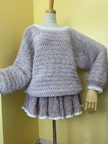 셋업 핸드메이드 손뜨개질 스웨터 스커트