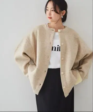 새상품 RANAN 골드 버튼 배색 니트 가디건