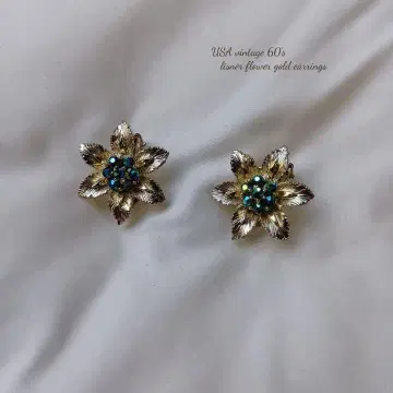 USA vintage 60s lisner 골드 플라워 귀찌