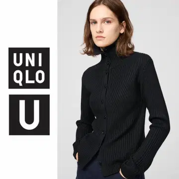 UNIQLO U 메리노 블렌드 하이넥 가디건 블랙 S