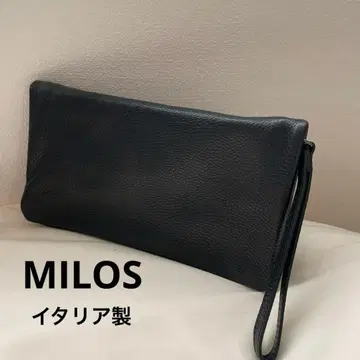 MiLos/미로스 블랙 가죽 클러치백 파우치 이탈리아제