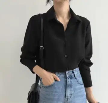 블랙 버튼업 셔츠 긴팔