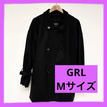여성용 GRL 블랙 더블 브레스트 코트 M 사이즈