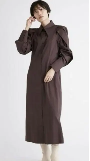 프레이 아이디 다크 브라운 긴팔 셔츠 원피스 가을