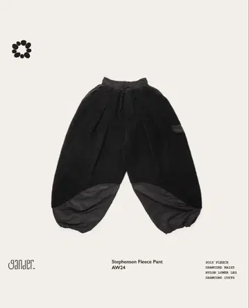 Gander 24AW Stephenson Fleece Pants BLK