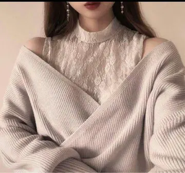 GRL 이너 레이스 도킹 카슈쿨 니트탑