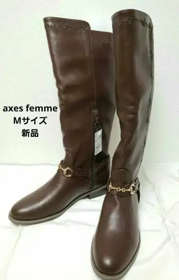 [axes femme] 자수 장식 자키 부츠 브라운 클래시컬 페미닌