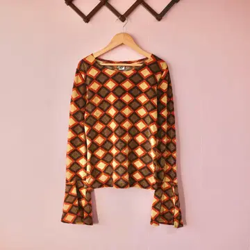 Vintage Geometric Bell Sleeve Top