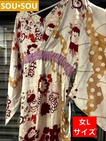 SOU SOU 인터넷 한정판 유카타 제작 부채 여자 L 사이즈 린넨