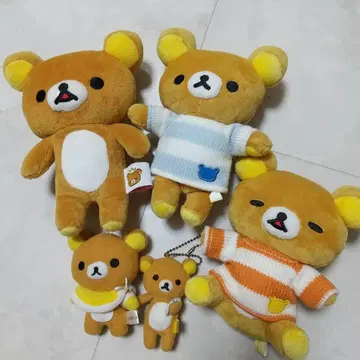 리락쿠마 니트 봉제 인형 마스코트 세트 볼체인