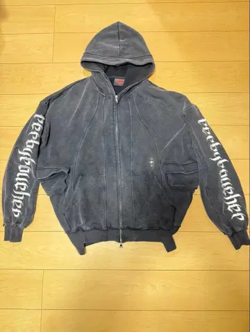 T.C.R DECONSTRUCTED WASHED ZIP UP HOODIE
