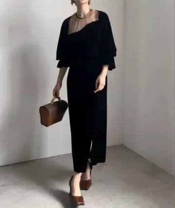 아메리 2WAY CURVE VELOURS DRESS S