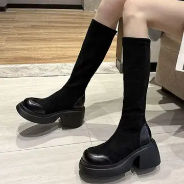 Miniministore 통굽 니하이 롱 부츠