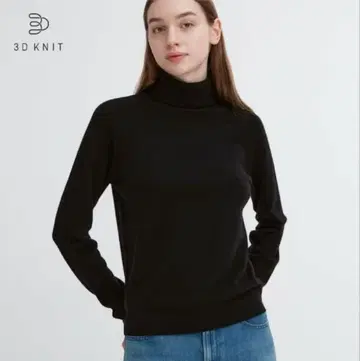 유니클로 3D 캐시미어 터틀넥 스웨터 블랙 M