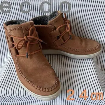 ecco 숏부츠 천연 가죽 내 보아 38 (24cm) 카멜 브라운
