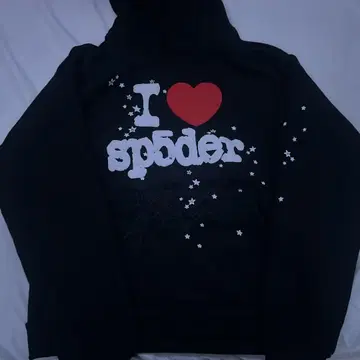 Sp5der I Sp5der 블랙 후드티