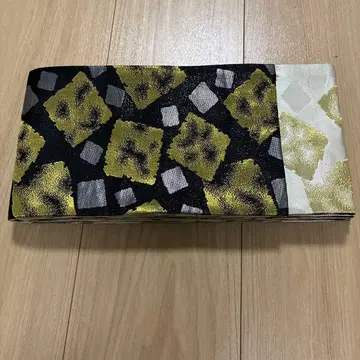 새상품 기하학 패턴 반폭 오비 블랙 금 화이트