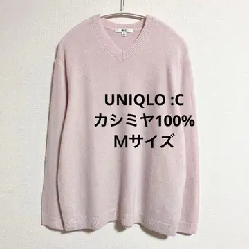 유니클로C 캐시미어 릴랙스 V넥 스웨터 핑크 M