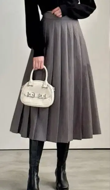 그레이 플리츠 스커트