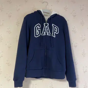 GAP 속기모 지퍼 로고 후드티 네이비