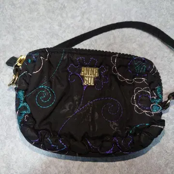 ANNA SUI 자수 파우치 블랙