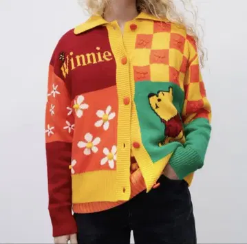 [ 새상품급 ] 레어 ZARA 디즈니 푸우 콜라보 L 사이즈 니트 자켓
