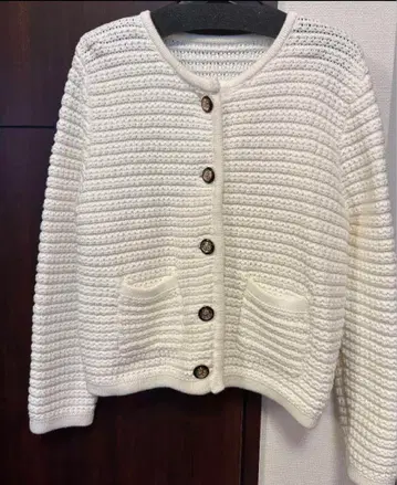 fano studios 가디건 니트 트위드 노카라