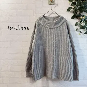 [ Te chichi ] 하이넥 리브 니트 스웨터 (F) 그레이